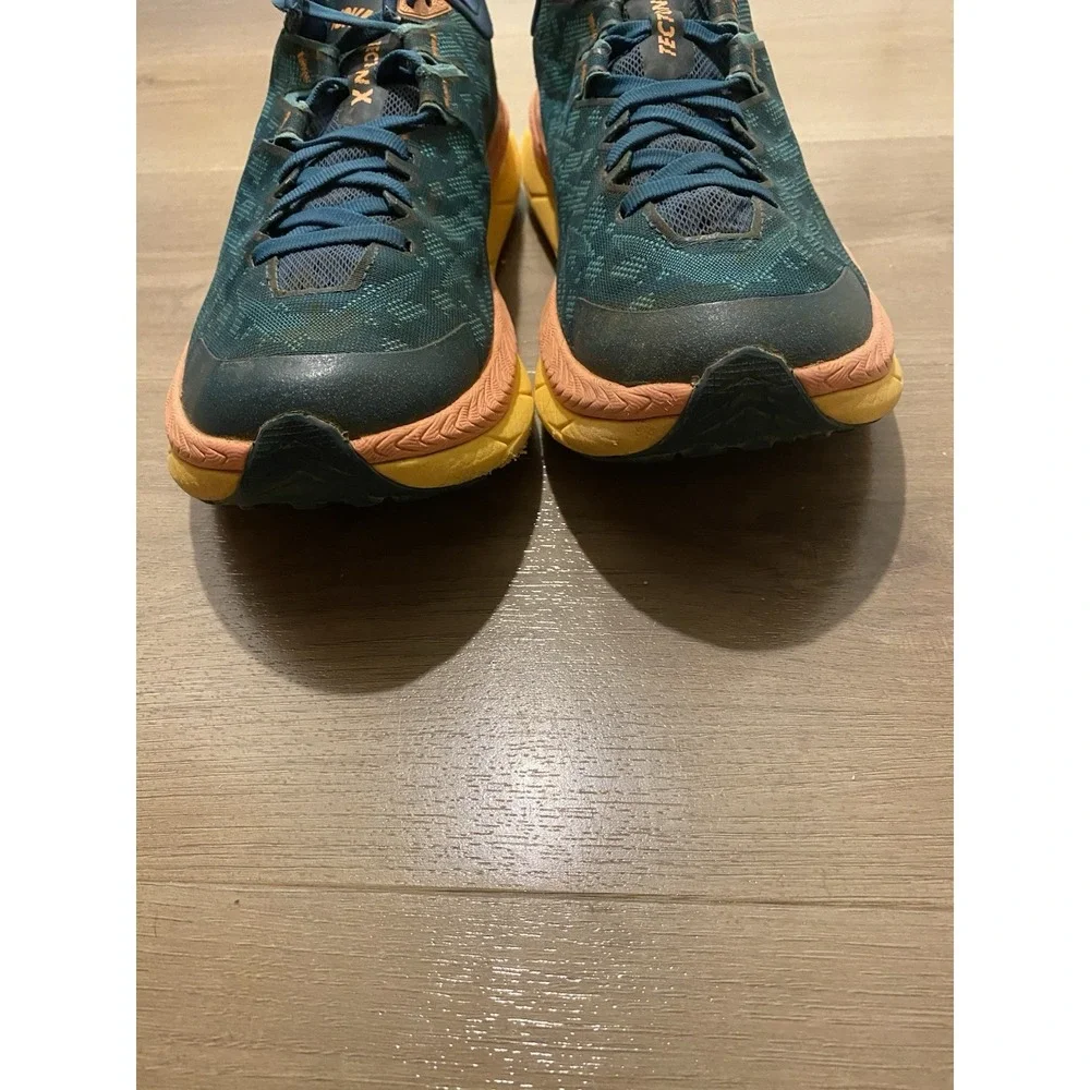 Hoka One One Tecton X Women's Green Orange Trail Running Shoes Sneakers Size 8.5